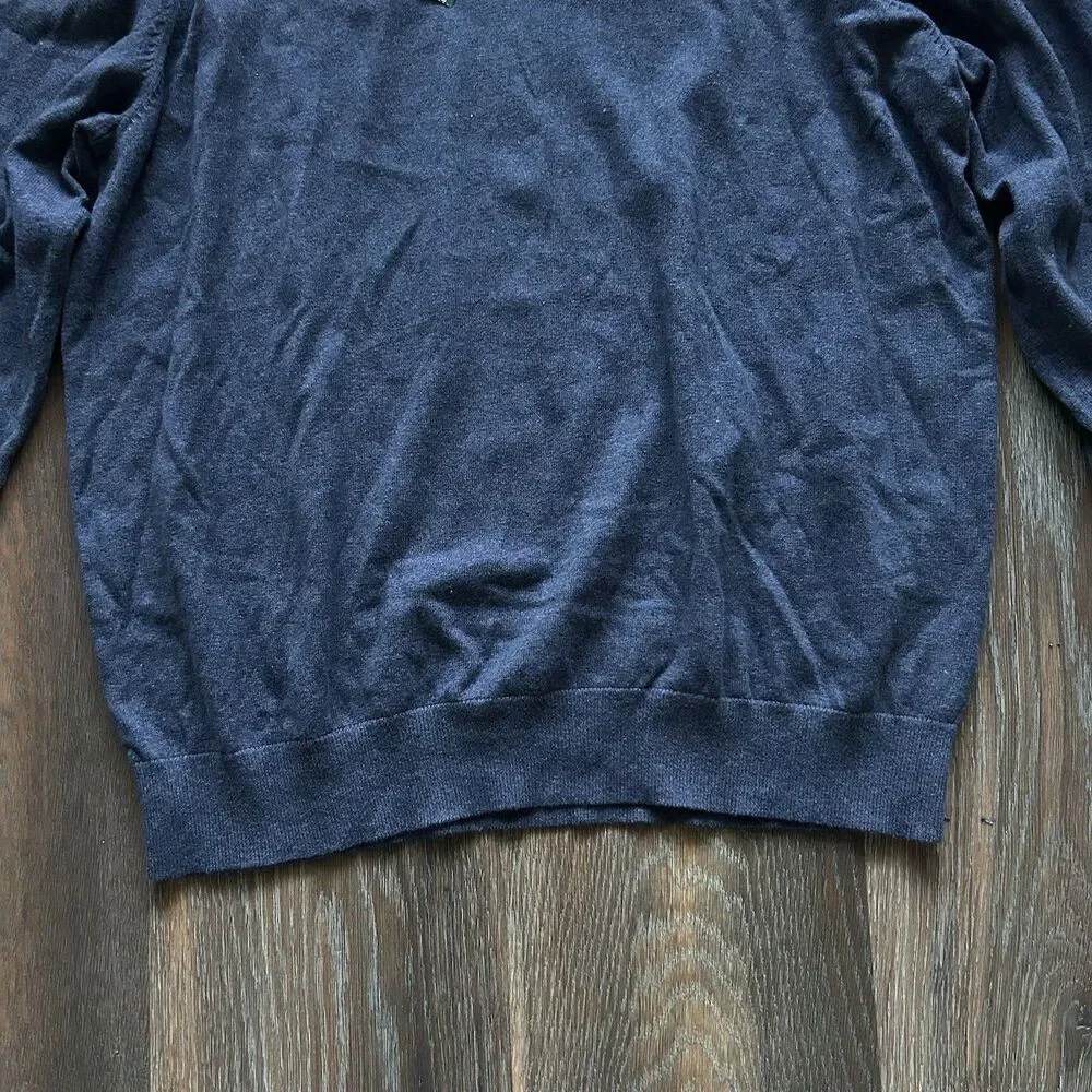 L.L. Bean Cotton Cashmere V-Neck Sweater Indigo Blue, Size XXL